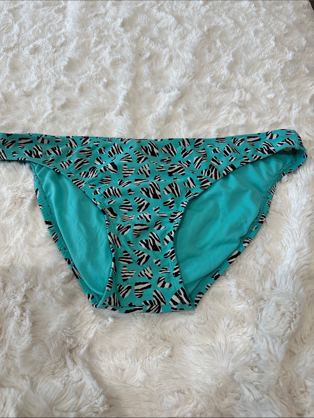 Xhilaration Teal Zebra Heart Print Bikini Bottoms-XL